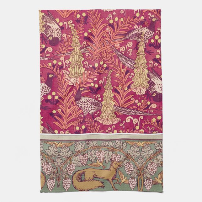 Art Nouveau Fuchs Fasan Foxglove verneuil Geschirrtuch (Vertikal)