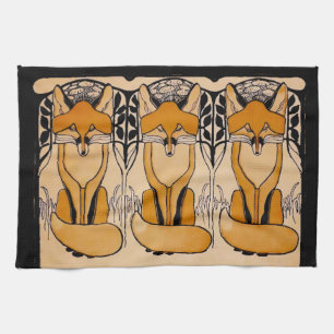 Art Nouveau Füchse Illustration Waldtiere Geschirrtuch