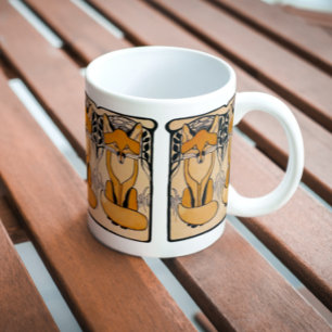 Art Nouveau Füchse Illustration Waldtiere Kaffeetasse
