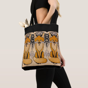 Art Nouveau-Füchse-Illustration Waldtiere Tasche