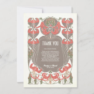 Art Nouveau Fuchsia Elegante Vielen Dank Dankeskarte