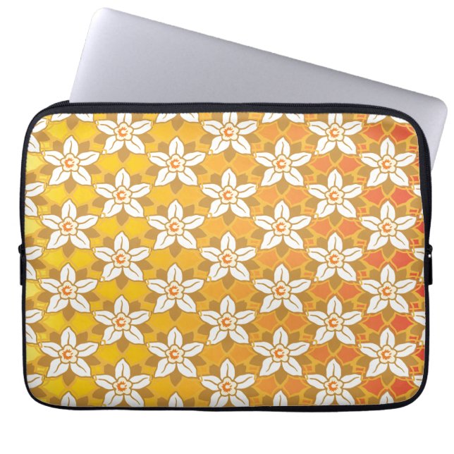 Art Nouveau gelb Jonquil Blumengestapel Damaskus Laptopschutzhülle (Vorderseite)