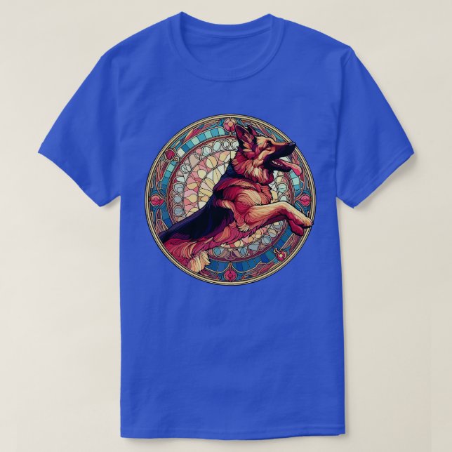 Art Nouveau German Shepherd Alsation Dog T-Shirt (Design vorne)