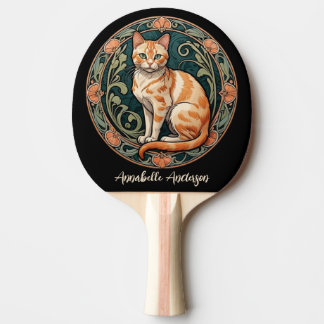 Art Nouveau Ginger Cat Personalize Tischtennis Schläger