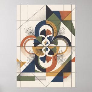 Art Nouveau Ginkgo Geometrisches Blumendesign Poster