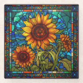 Art Nouveau Glass Sunflower Glasuntersetzer