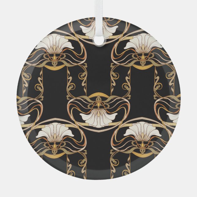 Art Nouveau: Gold Black Ornament Aus Glas (Vorderseite)