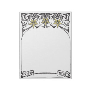 Art Nouveau Gold Flower Border Notizblock