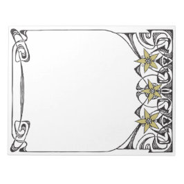 Art Nouveau Gold Flower Border Notizblock