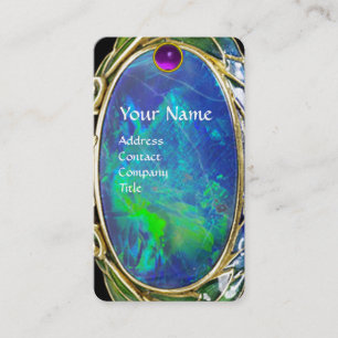 ART NOUVEAU GOLD JEWEL BLAUE GREEN OPAL MONOGRAMM VISITENKARTE