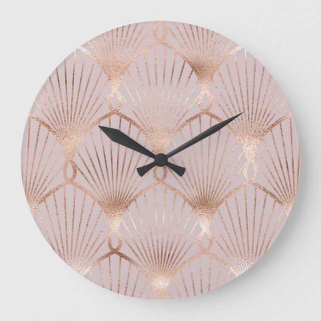 Art Nouveau Gold: Nahtloses Blatt Große Wanduhr (Vorderseite)