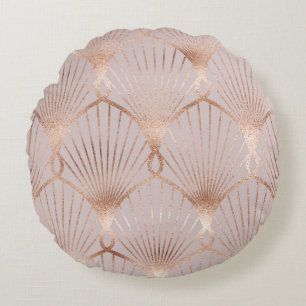 Art Nouveau Gold: Nahtloses Blatt Rundes Kissen