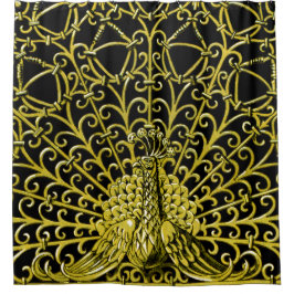 Art Nouveau Gold Peacock Duschvorhang