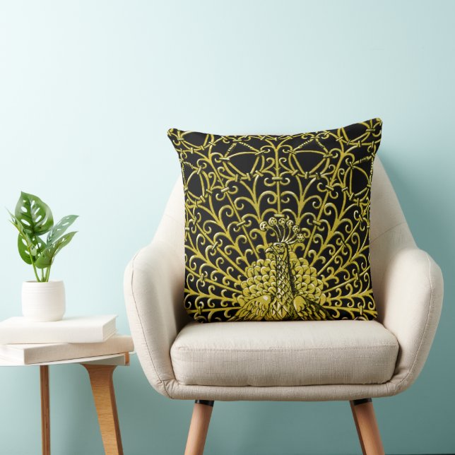 Art Nouveau Gold Peacock Kissen (Stuhl )