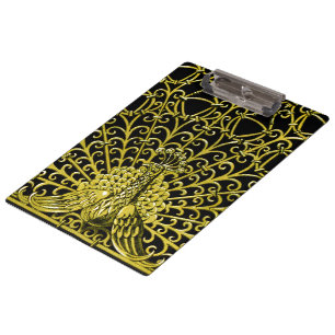 Art Nouveau Gold Peacock Klemmbrett