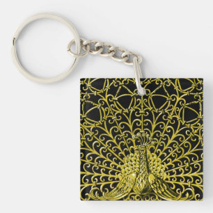 Art Nouveau Gold Peacock Schlüsselanhänger