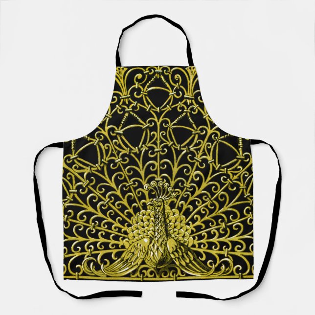 Art Nouveau Gold Peacock Schürze (Vorderseite)