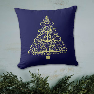 Art Nouveau Gold Weihnachtsbaum auf Blue Kissen