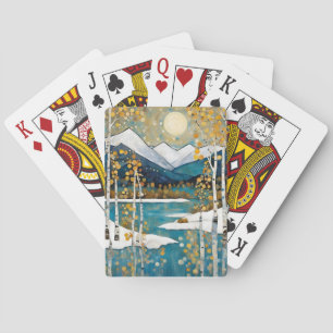 Art Nouveau Golden Blue Mountains Spielkarten