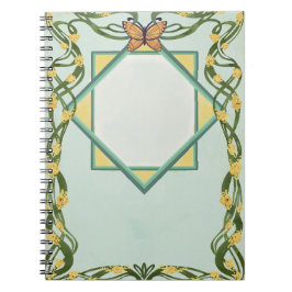 Art Nouveau Golden Mimosa Spiral Notebook Notizblock