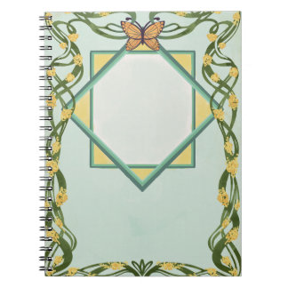 Art Nouveau Golden Mimosa Spiral Notebook Notizblock