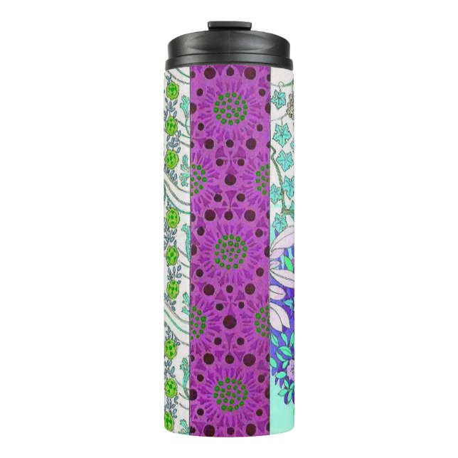 Art Nouveau Grapevine florale Vintage Textilkunst Thermosbecher (Vorderseite)