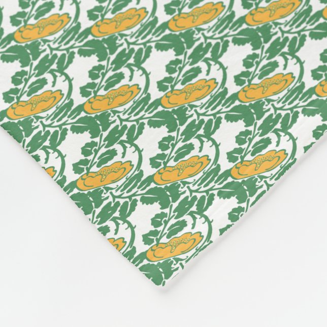 Art Nouveau Green Buttercup Blumentapete Fleecedecke (Ecke)