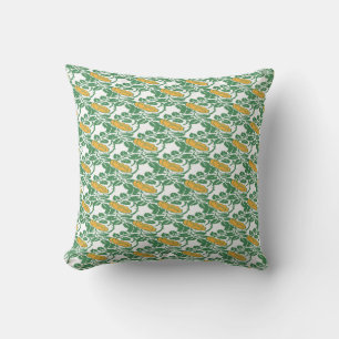 Art Nouveau Green Buttercup Blumentapete Kissen