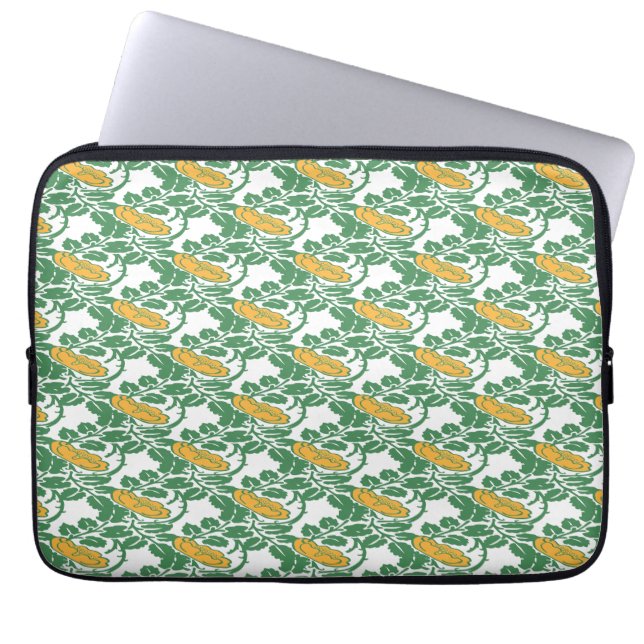 Art Nouveau Green Buttercup Blumentapete Laptopschutzhülle (Vorderseite)