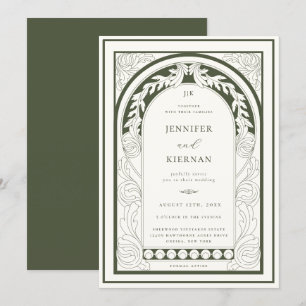Art Nouveau Greenery Arch Wedding Einladung