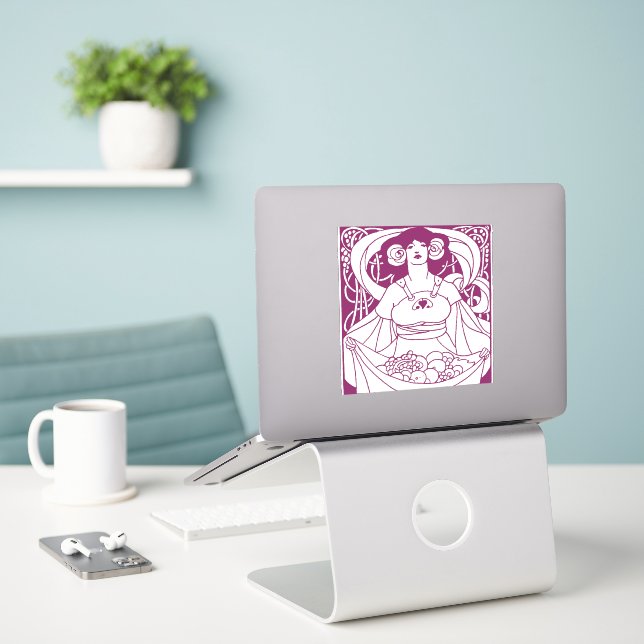 Art Nouveau Harvest Lady Aufkleber (Laptop auf Schreibtisch)