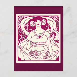 Art Nouveau Harvest Lady Postkarte