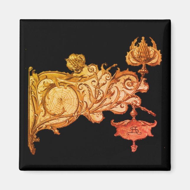 Art Nouveau Herbstsaison und Spiderweb Magnet (Vorne)