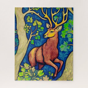 Art Nouveau-Hirsch in einem fantastischen Wald