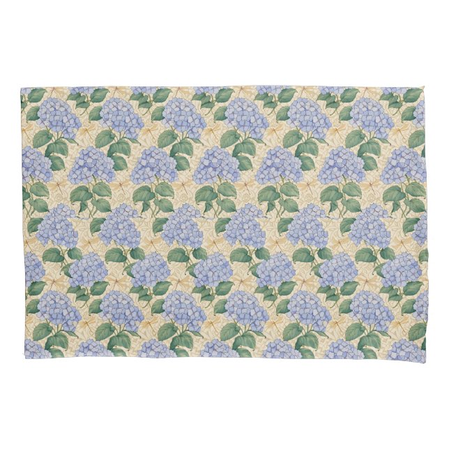 Art Nouveau Hydrangea Pattern with Dragonflies Kissenbezug (Vorderseite)