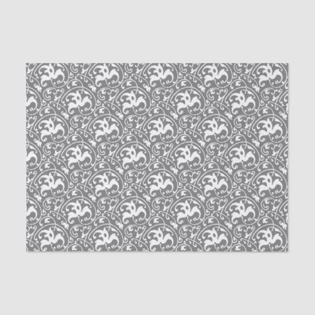 Art Nouveau Ikat - Grau / Grau und Weiß Seidenpapier (Vorderseite)