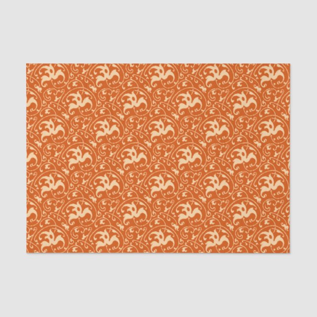 Art Nouveau Ikat - Mandarin Orange Seidenpapier (Vorderseite)