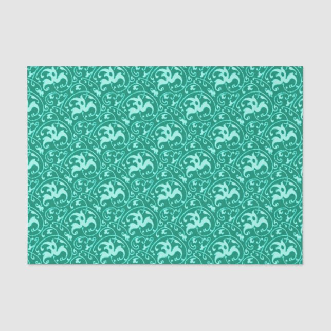Art Nouveau Ikat - Türkis und Aqua Seidenpapier (Vorderseite)