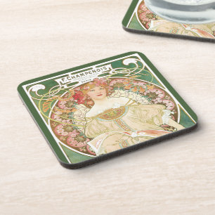 Art Nouveau im Stil der Belle Epoque von Alphonse Getränkeuntersetzer