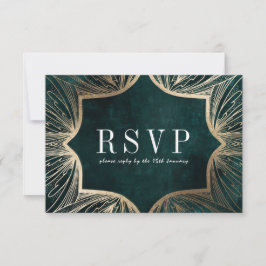 Art Nouveau Imitats gold Wedding RSVP card,