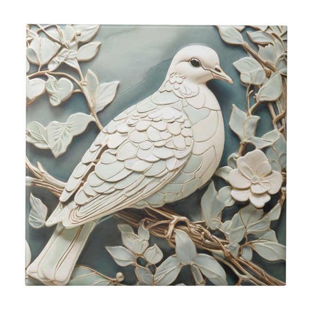 Art Nouveau Imitats Relief Right Pigeon Dove Bird Fliese (Vorderseite)
