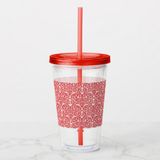 Art Nouveau inspirierte Blumen Clear Tumbler - Rot Acryltrinkbecher