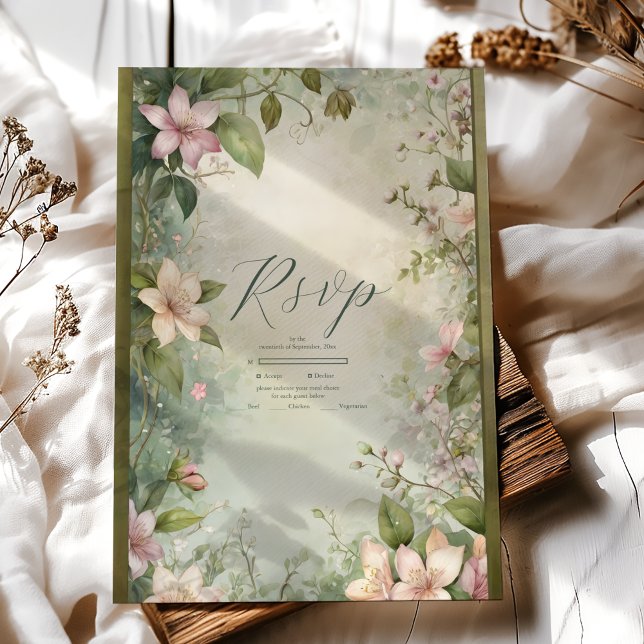 Art Nouveau Inspirierte Blumenfeier RSVP Karte (Von Creator hochgeladen)