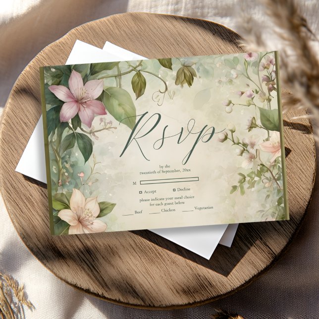 Art Nouveau Inspirierte Blumenfeier RSVP Karte (Von Creator hochgeladen)