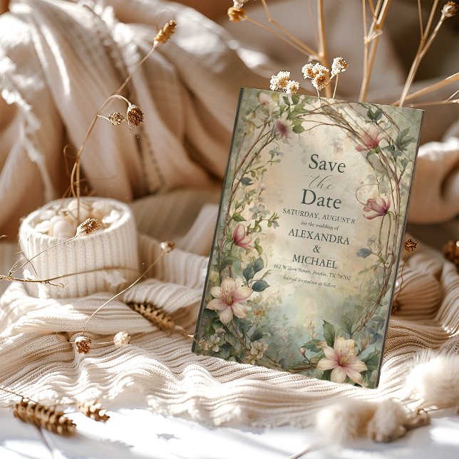 Art Nouveau Inspirierte Blumenfeier Save The Date (Von Creator hochgeladen)