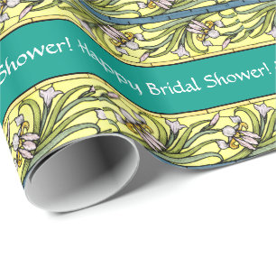 Art Nouveau Iris Blume Brautparty Geschenkpapier