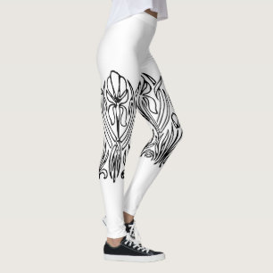 Art nouveau Iris Blumenmuster schwarz und weiß Leggings