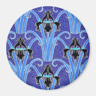 Art Nouveau Iris floral elegante verneuil schwarz  Magnet