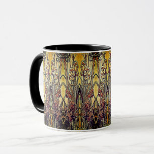 Art nouveau Iris Muster Gold Bronze Rot elegant Tasse