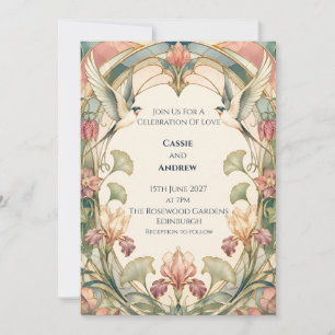 Art Nouveau Iris Schwalbe Hochzeitseinladung Einladung